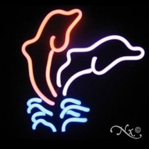 Neon Sculpture double dolphin