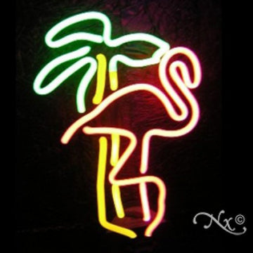 Neon Sculpture Flamingo Palm