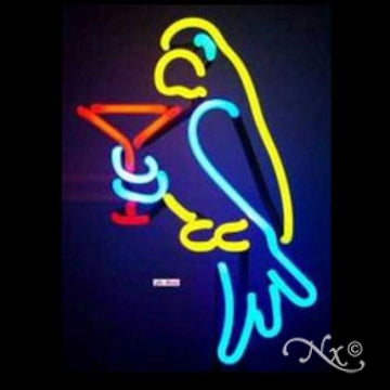 Neon Sculpture parrot martini